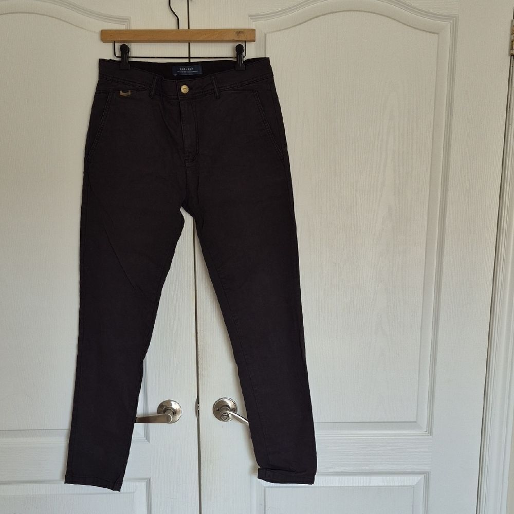 Zara Man Black Pants with Gold Button